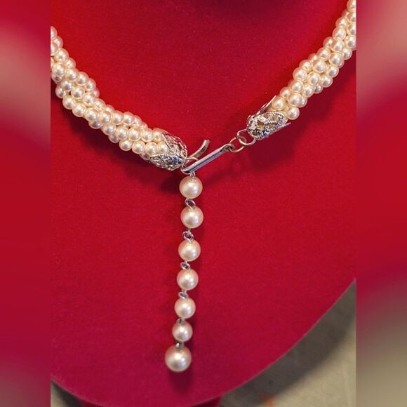 Faux roped pearl necklace 16" - Picture 3 of 4